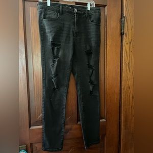 Womens black label black distressed jeans.  Size 11.